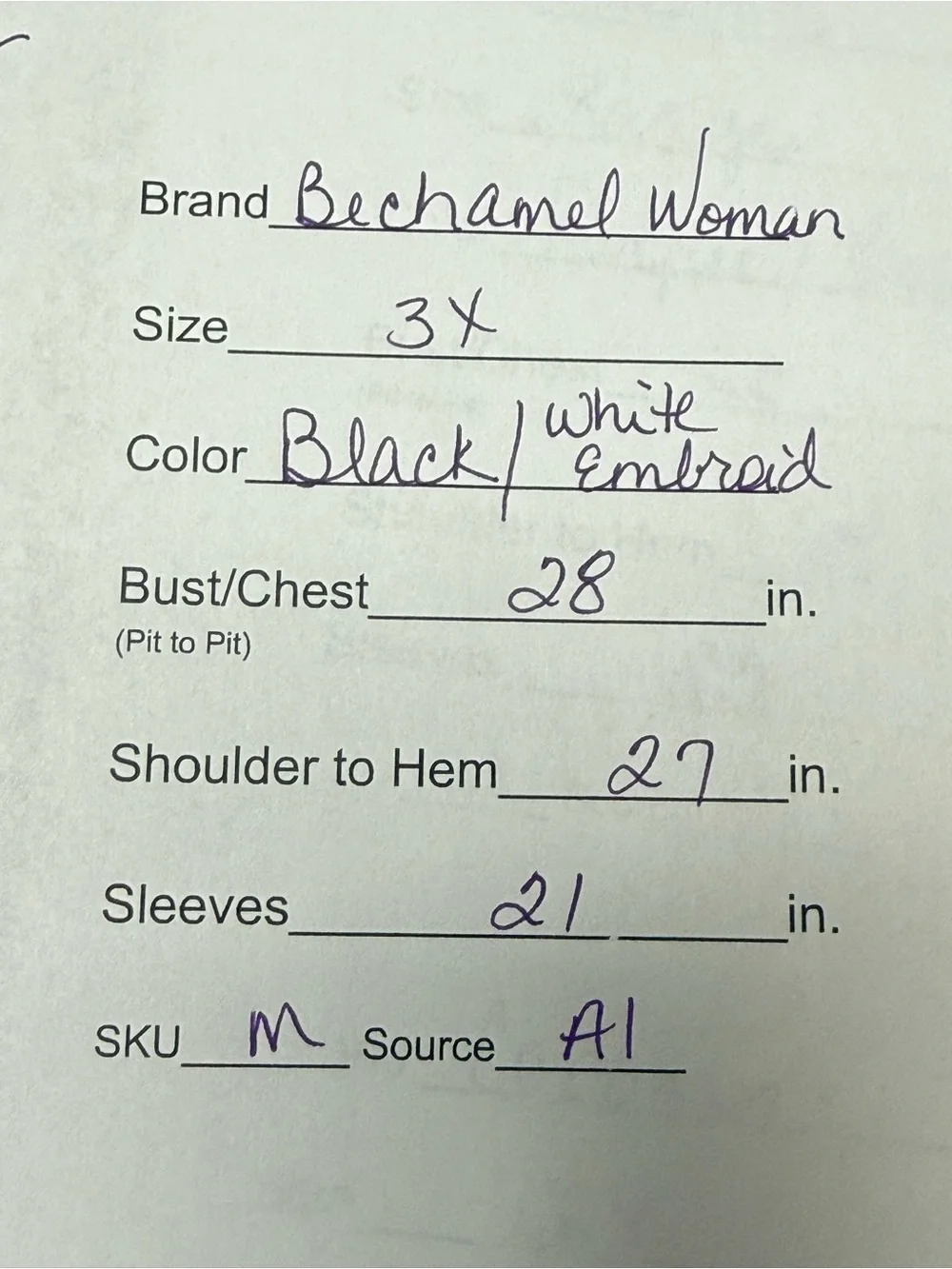 Bechamel Woman 3X Black Embroidered Graphic Art Tunic Cotton Boho Top - Picture 9 of 9